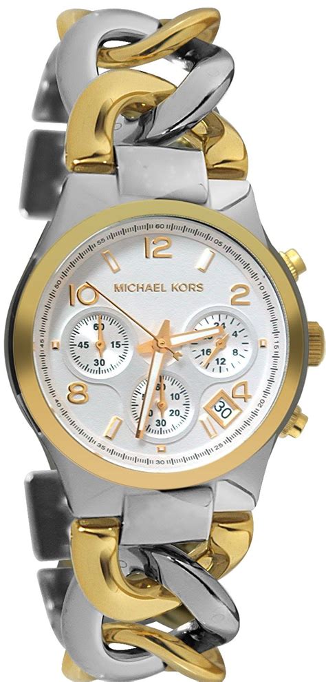 Michael Kors Watches Runway Twist Watch (Two Tone Gold)